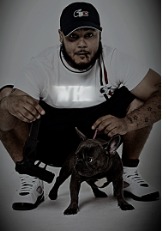 Artist portrait with dog